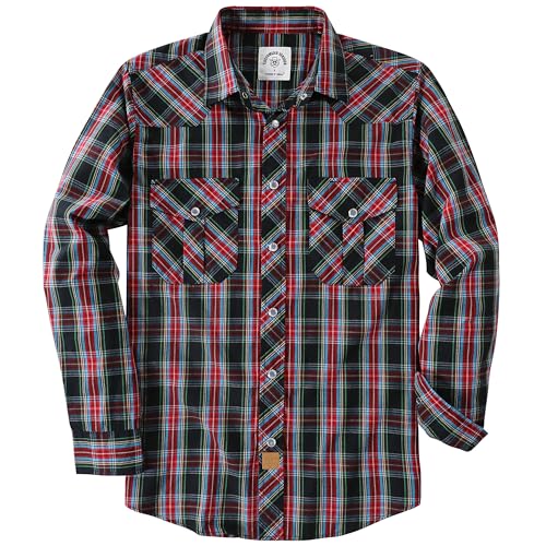 Dubinik® Freizeithemden Für Herren Kariertes Westernhemd Herren Cowboy Druckknöpfe Freizeithemd Langarm Vintage Regular Fit von Dubinik