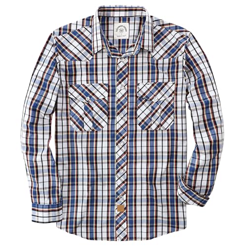 Dubinik® Freizeithemden Für Herren Kariertes Westernhemd Herren Cowboy Druckknöpfe Freizeithemd Langarm Vintage Regular Fit von Dubinik