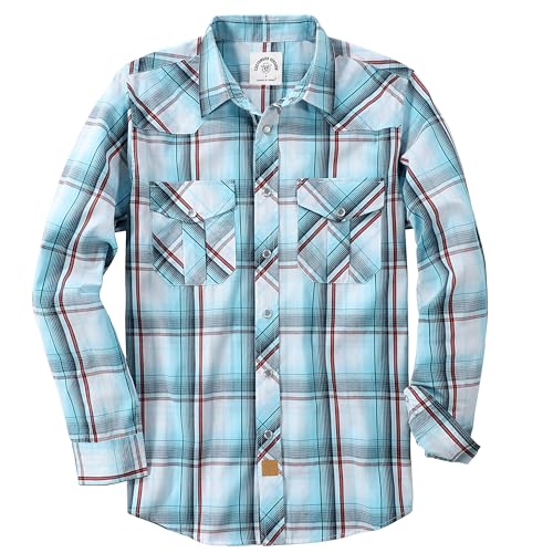 Dubinik® Freizeithemden Für Herren Kariertes Westernhemd Herren Cowboy Druckknöpfe Freizeithemd Langarm Vintage Regular Fit von Dubinik