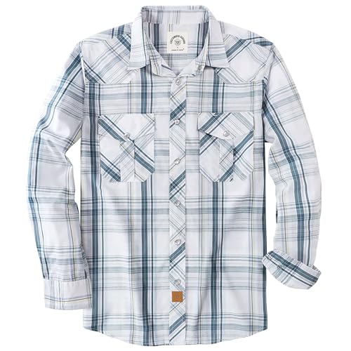 Dubinik® Freizeithemden Für Herren Kariertes Westernhemd Herren Cowboy Druckknöpfe Freizeithemd Langarm Vintage Regular Fit von Dubinik