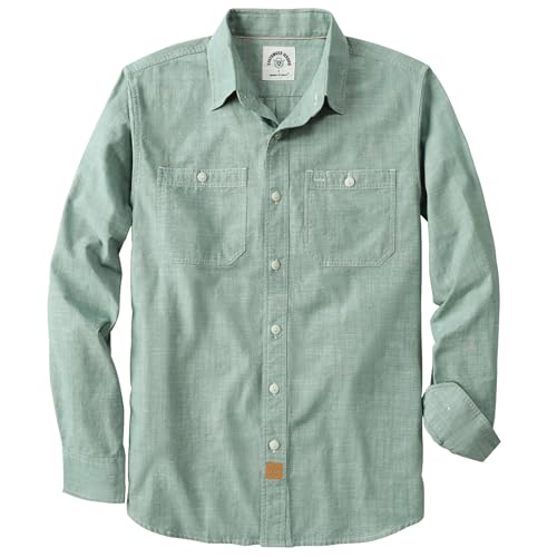 Dubinik® Chambray Hemd Herren 2 Brusttaschen Baumwoll Langarm Button Down Comfort Freizeit Arbeiten Regular Fit von Dubinik