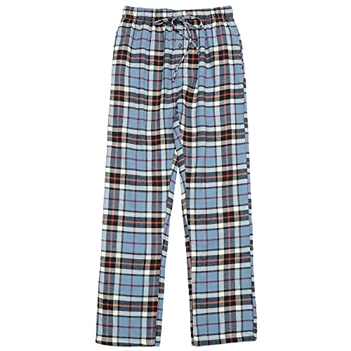 Dubinik® Herren Pyjamahose aus 100% Baumwolle aus Flanell mit einer Tasche Weiche Plaid-Nachtwäsche mit normaler Passform von Dubinik