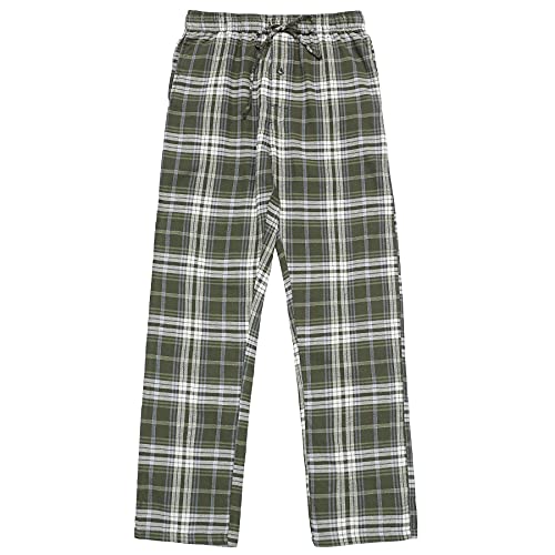 Dubinik® Herren Pyjamahose aus 100% Baumwolle aus Flanell mit einer Tasche Weiche Plaid-Nachtwäsche mit normaler Passform von Dubinik