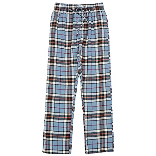 Dubinik® Herren Pyjamahose aus 100% Baumwolle aus Flanell mit Einer Tasche Weiche Plaid-Nachtwäsche mit normaler Passform von Dubinik