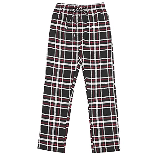 Dubinik® Herren Pyjamahose aus 100% Baumwolle aus Flanell mit einer Tasche Weiche Plaid-Nachtwäsche mit normaler Passform von Dubinik