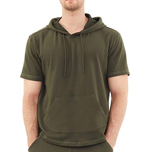 Dubinik® Kapuzenshirt Herren Kurzarm Kurzarm Hoodie Herren Sport Baumwolle Taschen T-Shirt Mit Kapuze Herren von Dubinik