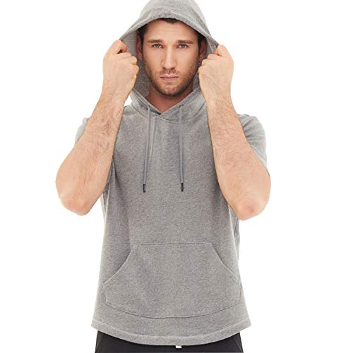 Dubinik® Kapuzenshirt Herren Kurzarm Kurzarm Hoodie Herren Sport Baumwolle Taschen T-Shirt Mit Kapuze Herren von Dubinik