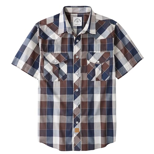 Dubinik® Kurzarmhemd Herren Kariertes Western Hemd Herren Kurzarm Druckknöpfe Freizeithemden Cowboy Vintage Regular Fit von Dubinik