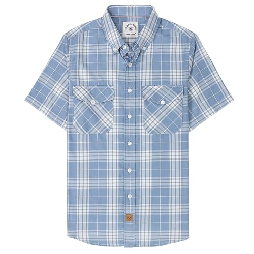 Dubinik®Hemd Bambusfaser Herren Kurzarmhemd Herren Regular Fit Comfort Freizeit Comfort Kariert Vintage Freizeithemden von Dubinik