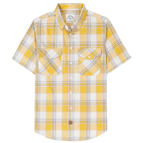 Dubinik®Hemd Bambusfaser Herren Kurzarmhemd Herren Regular Fit Comfort Freizeit Comfort Kariert Vintage Freizeithemden von Dubinik