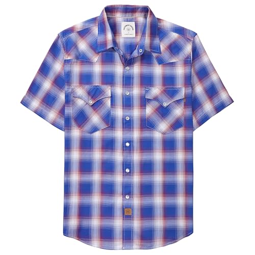 Dubinik® Bambusfaser Kurzarmhemd Herren Freizeithemden Für Herren Druckknöpfe Cowboy Vintage Western Comfort Kariert Hemd von Dubinik