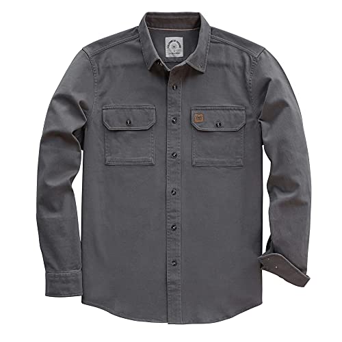 Dubinik Herren Freizeithemd Langarm mit 2 Brusttaschen Button down Comfort Fit in Hellgrau, Größe 4XL von Dubinik
