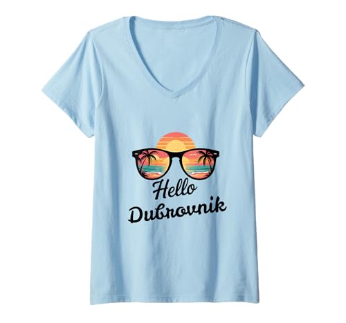 Damen Dubrovnik Kroatien Hello Travel Vacation T-Shirt mit V-Ausschnitt von Dubrovnik Croatia Outdoor Tees Vacation