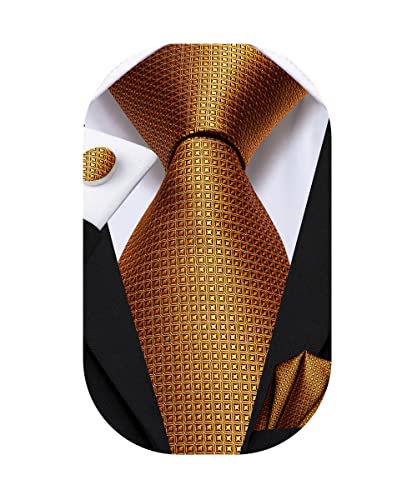 Dubulle Herren Krawatte, Einstecktuch, Manschettenknöpfe, Paisleymuster, Set für Herren, Anzug für Business, Hochzeit, Deep Gold, Medium von Dubulle