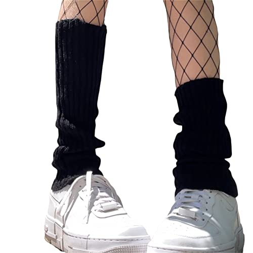 Dubute Beinstulpen für Frauen Mädchen Japanischer Stil Beinwärmer Y2k Kawaii Strick Stiefelsocken Kawaii Knöchel Heap Socken, Schwarz , One size von Dubute