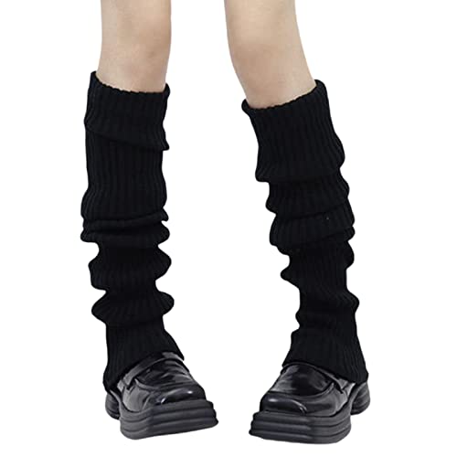Dubute Japanische Lolita Stulpen Frauen Teenager Mädchen Gothic Gestrickte Lange Socken Kawaii Häkeln Beinlinge, A-schwarz, One size von Dubute