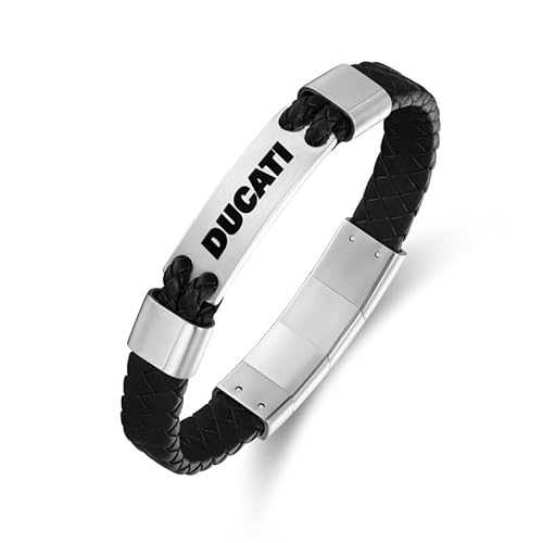 Ducati Expedition schwarzes dickes Lederarmband mit Logo in der Mitte für Herren von Ducati