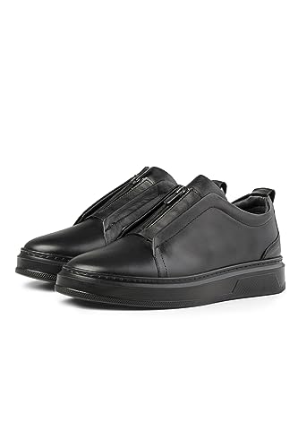 Ducavelli Ventu Herren-Sneaker aus echtem Leder, Sneaker mit Reißverschluss, Sneaker aus echtem Leder, Herren-Sneaker (Schwarz, eu_Footwear_Size_System, Adult, Numeric, medium, Numeric_44) von Ducavelli