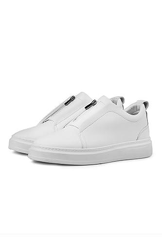 Ducavelli Ventu Herren-Sneaker aus echtem Leder, Sneaker mit Reißverschluss, Sneaker aus echtem Leder, Herren-Sneaker (Weiss, eu_Footwear_Size_System, Adult, Men, Numeric, medium, Numeric_45) von Ducavelli