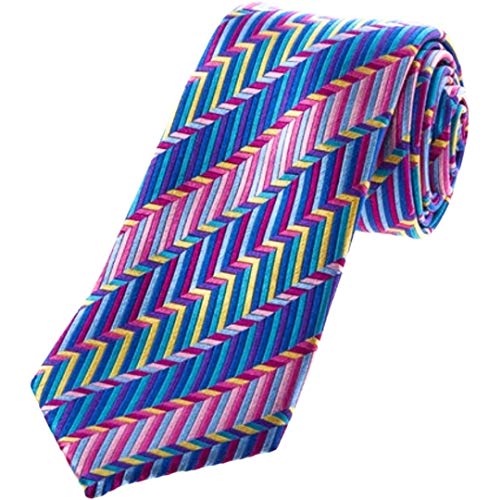 Duchamp London Mehrfarbige Seidenkrawatte mit Fischgrätenmuster, mehrfarbig von Duchamp