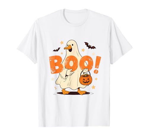 Duck Duck Boo Lustige Ente Retro Männer Frauen Halloween T-Shirt von Duck Duck Boo Funny Halloween Costume Design