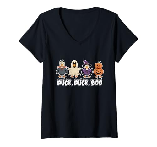 Damen Goose Spooky Season Halloween Duck Duck Boo Herren Damen Kinder T-Shirt mit V-Ausschnitt von Duck Duck Boo Goose Spooky Halloween