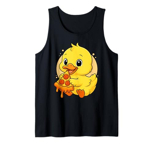 Lustige Ente isst Pizza Grafik Jungen Mädchen Entenliebhaber Tank Top von Duck Eating Pizza Graphic Design