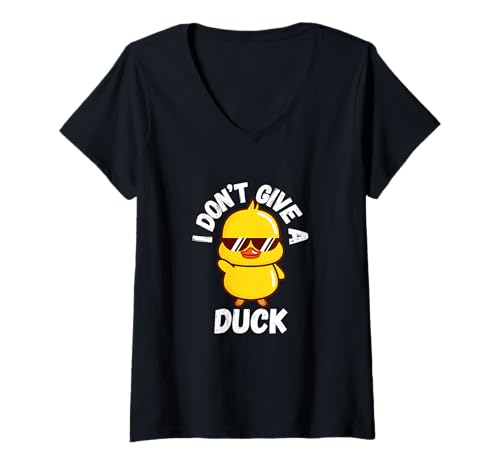 Damen Ente Lustig, ich gebe Keine Ente T-Shirt mit V-Ausschnitt von Duck Funny I don't give a duck