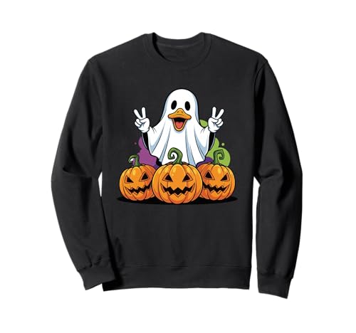 Lustige Ente Geist Kürbis Boo Halloween Kinder Herren Damen Sweatshirt von Duck Lovers Halloween Ghost Pumpkin Outfits