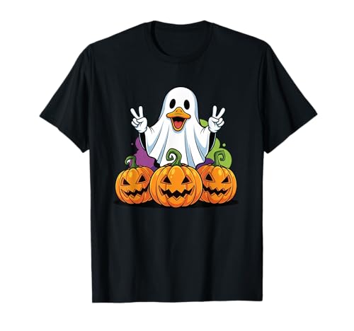 Lustige Ente Geist Kürbis Boo Halloween Kinder Herren Damen T-Shirt von Duck Lovers Halloween Ghost Pumpkin Outfits