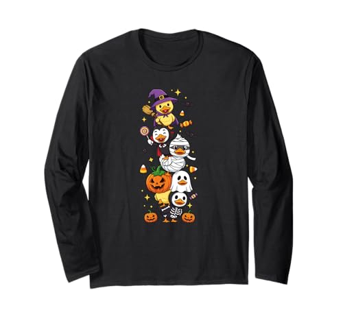 Lustige Ente Hexe Vampir Geist Halloween Kinder Herren Damen Langarmshirt Lustige Ente Hexe Vampir Geist Halloween Kinder Herren Damen Langarmshirt von Duck Lovers Halloween Skeleton Mummy Outfits
