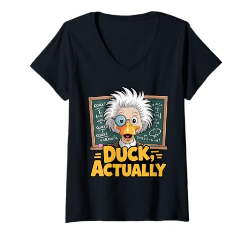 Damen Ente tatsächlich Smart Scientist Math Humor T-Shirt mit V-Ausschnitt von Duck Science Humor Wear
