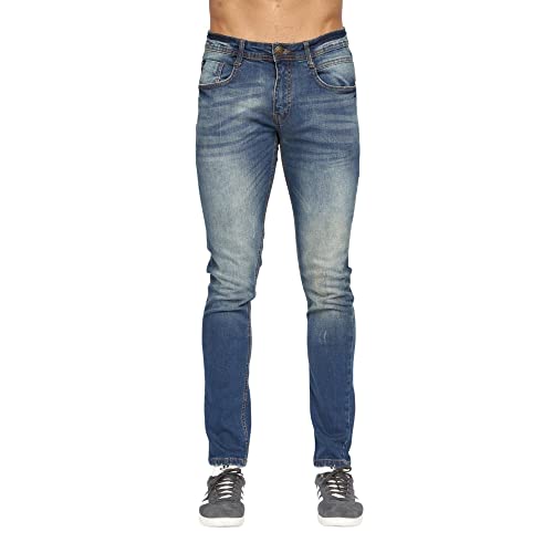 Duck and Cover - Herren Everyday Essential 'Tranfil' Slim Fit Distressed Jeans, Tranfil / getöntes Blau, 36 W / 32 L von Duck and Cover