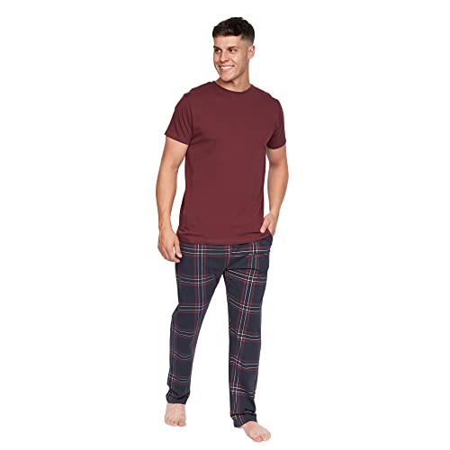 Duck and Cover - Herren-Nachtwäsche, kurzärmelig, Rundhalsausschnitt, Loungewear-Sets, Callister / Burgund, L von Duck and Cover