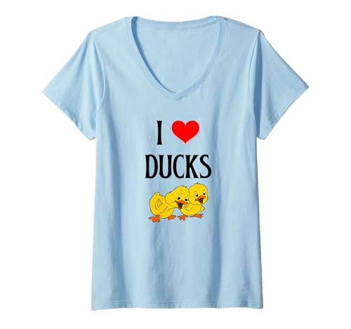 Damen Ich Liebe Enten I Heart Ducks Wasservogelliebhaber Vogelbeobachter T-Shirt mit V-Ausschnitt Damen Ich Liebe Enten I Heart Ducks Wasservogelliebhaber Vogelbeobachter T-Shirt mit V-Ausschnitt von Duck lover I Love Ducks Waterfowl lover Apparel