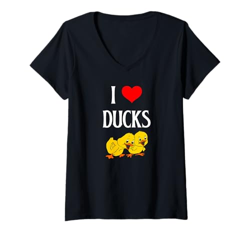 Damen Ich Liebe Enten I Heart Ducks Wasservogelliebhaber Vogelbeobachter T-Shirt mit V-Ausschnitt Damen Ich Liebe Enten I Heart Ducks Wasservogelliebhaber Vogelbeobachter T-Shirt mit V-Ausschnitt von Duck lover I Love Ducks Waterfowl lover Apparel