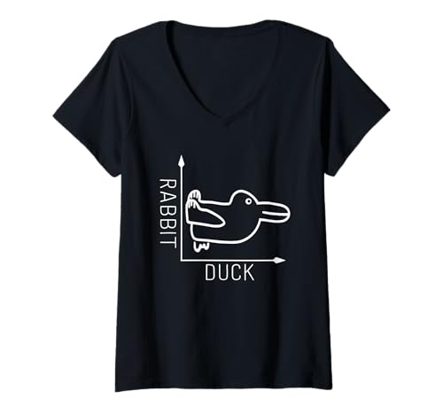 Damen Ente vs Rabbit Argument T-Shirt mit V-Ausschnitt Damen Ente vs Rabbit Argument T-Shirt mit V-Ausschnitt von Duck vs Rabbit argument Tees