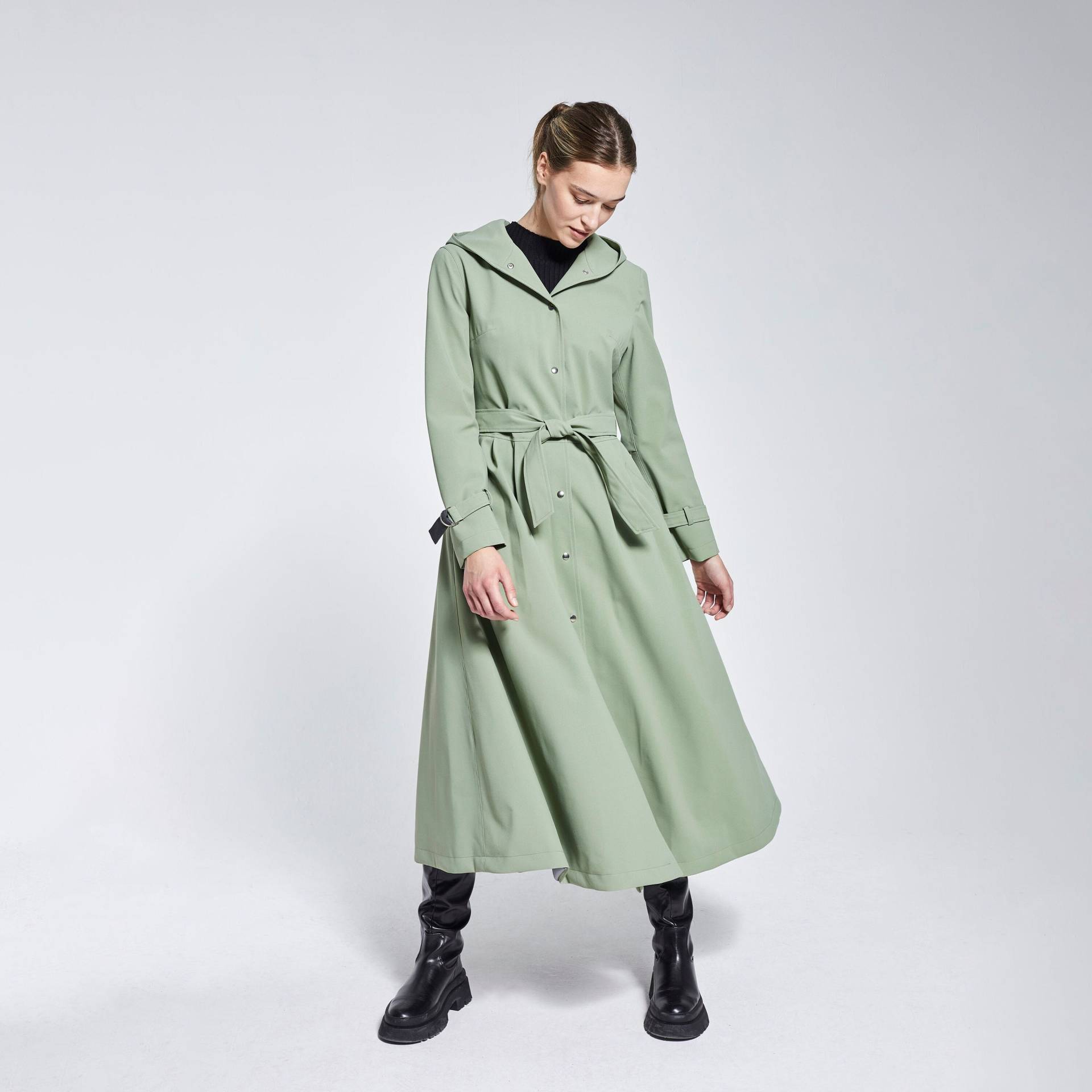 Kultige Damen Regenjacke in Hellgrün - Recyceltes Material von DucktailRainwear