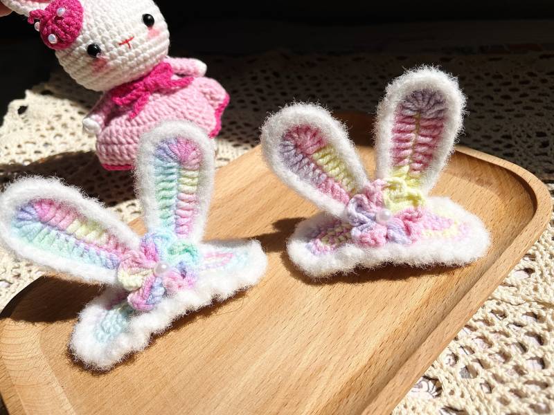Gehäkelte Hasenohren Haarspange, Gestrickte 3D Snap Haarnadel, Fertig, Nicht Muster, Geschenke Für Kinder/Mädchen Sie, Kaninchenohren, Einhornfarbe Gehäkelte Hasenohren Haarspange, Gestrickte 3D Snap Haarnadel, Fertig, Nicht Muster, Geschenke Für Kinder/Mädchen Sie, Kaninchenohren, Einhornfarbe von DuckyCrochetHouse