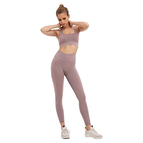 Ducomi ANA Fitness-Set für Damen – Leggings mit hoher Taille und Push Up Top mit abnehmbaren Cups – Trainingsanzug für Laufen, Yoga und Tennis – Sportanzug für Fitnessstudio und Zuhause, Lilac, L von Ducomi