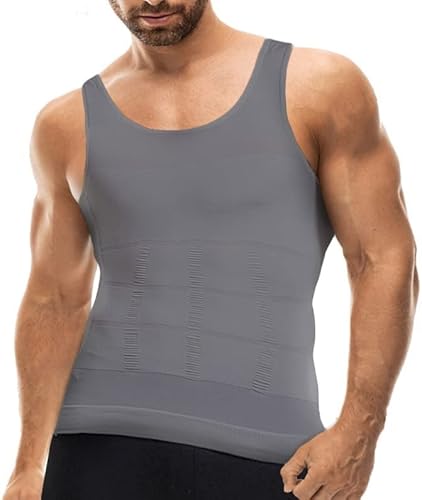 Ducomi BodySlim - Männer Unterwäsche Weste Abnehmen Effekt, Elastisch und Shaping für Weight Loss Bauch Fett - Body Shaper Firmen Abdomen Rücken Support Kompression Fit (XXL, Grau) von Ducomi