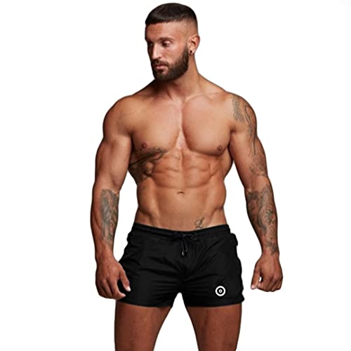 Ducomi Bov Herren Badehose - Badeshorts und Poolshorts mit Doppeltasche und internem Netz - Schnell trocknende Kurze Badehose für Schwimmen, Beachvolleyball, Strand und Surfen (Schwarz, M) von Ducomi