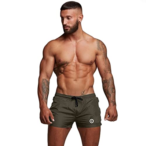 Ducomi Bov Herren Badehose - Badeshorts und Poolshorts mit Doppeltasche und internem Netz - Schnell trocknende Kurze Badehose für Schwimmen, Beachvolleyball, Strand und Surfen (Grün, L) von Ducomi