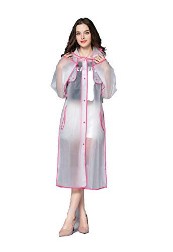 Ducomi Emily - Regenmantel für Damen, wasserdicht, mit Kapuze. Zeigen Sie Ihr bestes Outfit auch im Regen., Trenchcoat, Pink L von Ducomi