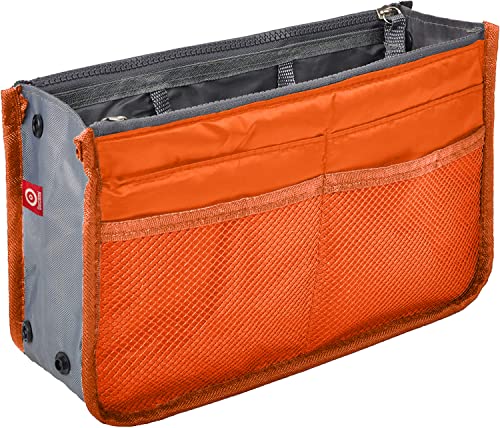 Ducomi Handtaschen Organizer Geldbeutel-Einsatz 13 Fächer - Taschenorganizer Handtasche für Dokumente, Telefon, Make-up, Schlüssel an Ihren Fingerspitzen (Medium, Orange) von Ducomi