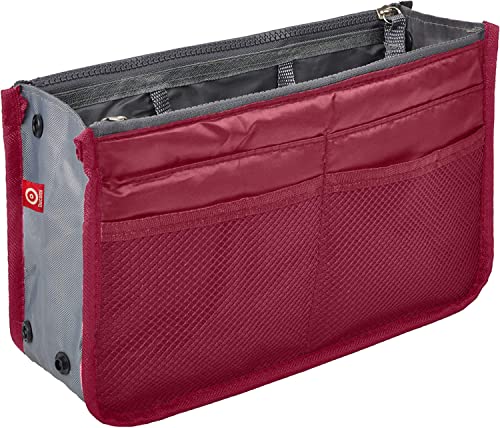 Ducomi Handtaschen Organizer Geldbeutel-Einsatz 13 Fächer - Taschenorganizer Handtasche für Dokumente, Telefon, Make-up, Schlüssel an Ihren Fingerspitzen (Standard, Bordeaux) von Ducomi