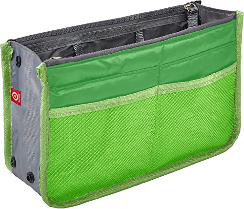 Ducomi Handtaschen Organizer Geldbeutel-Einsatz 13 Fächer - Taschenorganizer Handtasche für Dokumente, Telefon, Make-up, Schlüssel an Ihren Fingerspitzen (Standard, Green) von Ducomi