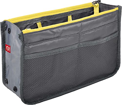 Ducomi Handtaschen Organizer Geldbeutel-Einsatz 13 Fächer - Taschenorganizer Handtasche für Dokumente, Telefon, Make-up, Schlüssel an Ihren Fingerspitzen (Standard, Grey) von Ducomi