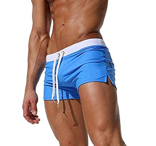 Ducomi Joe Herren Badehose Strand – Poolshorts mit Gesäßtasche und Innenfutter - Elastische, eng Anliegende Shorts - Schnelltrocknend für Schwimmen, Beachvolleyball, Strand (Sky Blue, S) von Ducomi