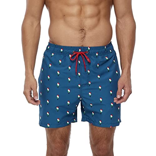 Ducomi Ron Herren Badehose – Badeshorts für Strand und Pool mit Dreifacher Tasche - Kurze, Elastische und Schnell Trocknende Badehose - Boxer für Schwimmen, Strand und Surfen (Flag, XL) von Ducomi